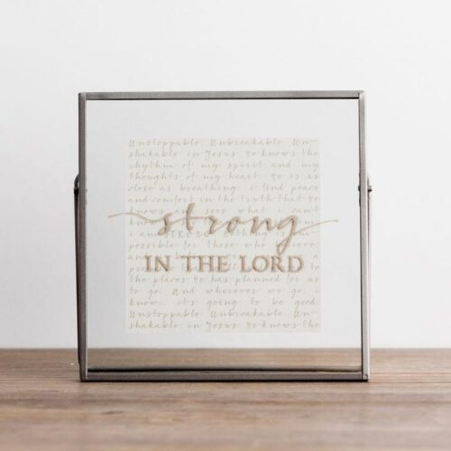 081983646669 Strong In The Lord Glass Plaque