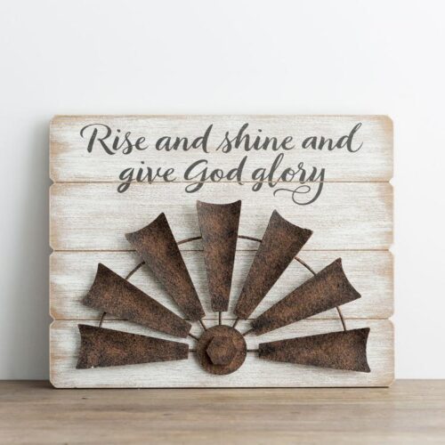 081983662232 Rise And Shine Windmill Wall Decor (Plaque)