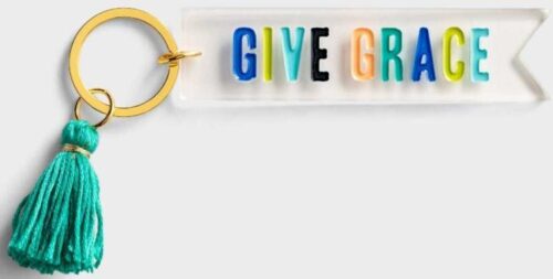 195002108257 Give Grace Acrylic With Tassel Keytag