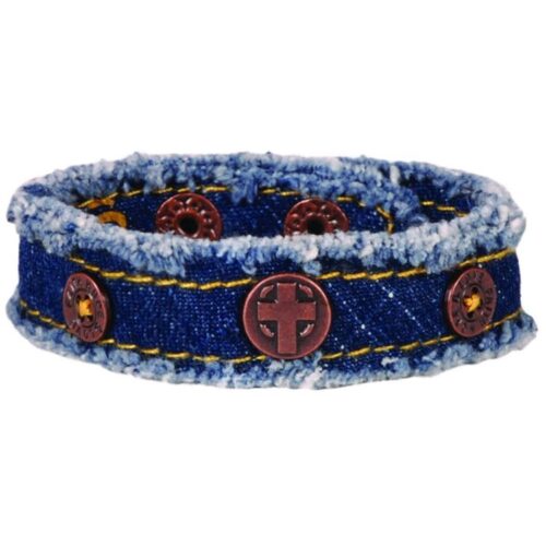 612978361597 Cherished Girl Denim Cross Canvas (Bracelet/Wristband)