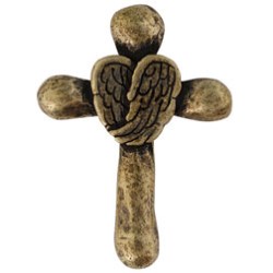 637955075267 Cross With Wings Pocket Stone