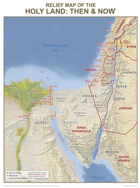 9781628621624 Holy Land Relief Map Then And Now Wall Chart Laminated