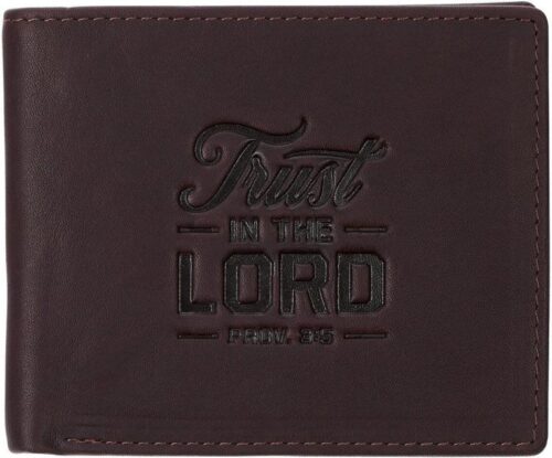 6006937171800 Premium Genuine Full Grain Leather Inspirational Scripture Wallet for Men: Trust