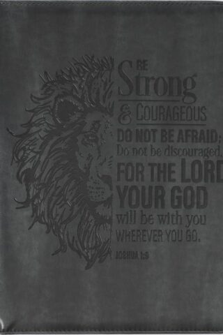 1220000325906 Be Strong And Courageous Gray Faux Leather Executive Padfolio Joshua 1:9