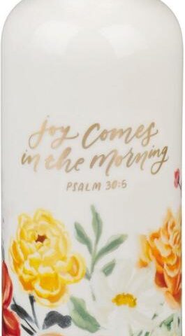 1220000720596 Small Ceramic Scripture Table Vase for Flowers & Plants: Joy Comes in the Mornin