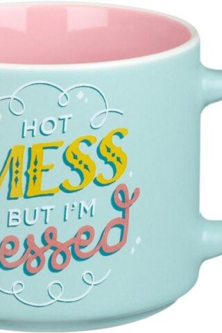 1220000138179 Bless Your Soul XL Blue Coffee Mug Hot Mess But I'm Blessed