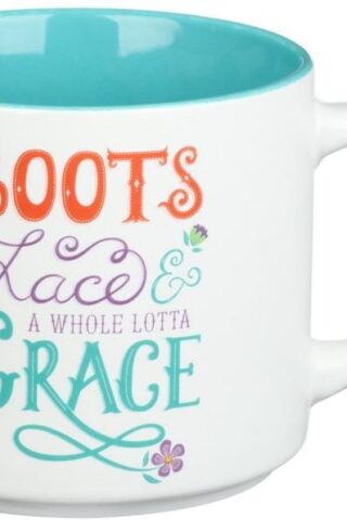 1220000138216 Bless Your Soul XL White Coffee Mug Boots Lace Grace