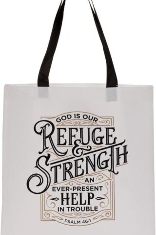 1220000321205 Reusable Fashion Shopping Tote Bag for Women: Refuge & Strength - Psalm 46:1 Cut