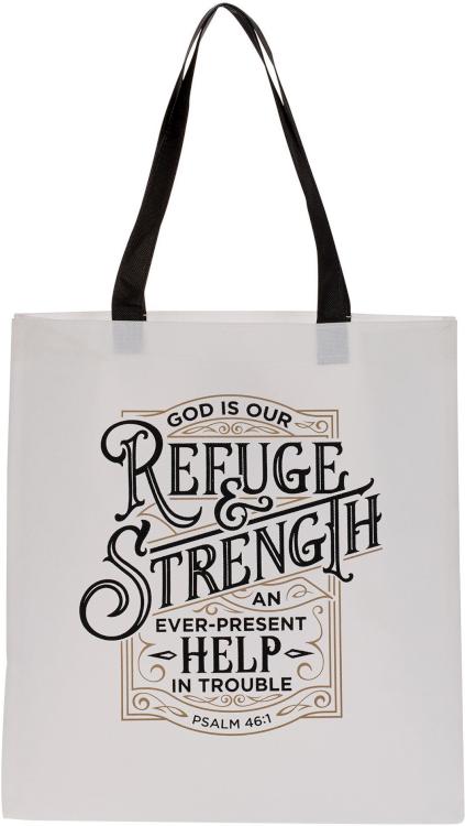 1220000321205 Reusable Fashion Shopping Tote Bag for Women: Refuge & Strength - Psalm 46:1 Cut