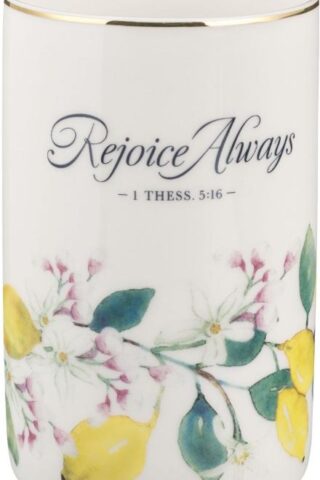 1220000324930 Small White Ceramic Table Vase for Flowers & Plants: Rejoice Always Inspirationa