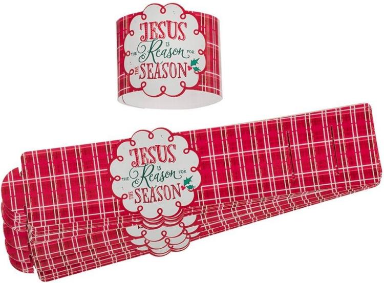 1220000329065 12 Piece Decorative Christmas Paper Napkin Ring Set for Home & Kitchen: Jesus is