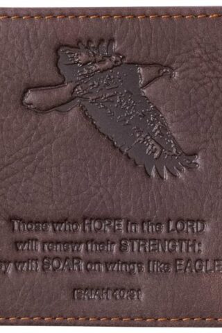 6006937086821 Genuine Leather Wallet for Men Wings Like Eagles Isaiah 40:31 Bible Verse Q"