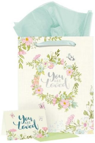 6006937151192 With Love Women's Flowery Wreath Gift Bag w/Card & Blue Tissue Paper: You Are Lo