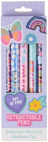 6006937170995 5 Piece Inspirational Kids Medium Ballpoint Pen Set for Girls: Encouraging Scrip