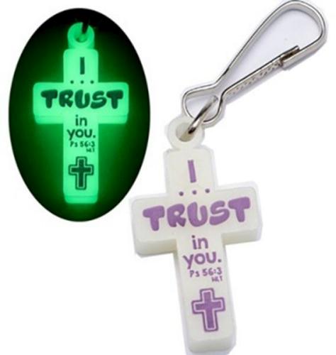 615122154854 Fearbusters Glow In The Dark Cross Zipper Pull With Clip