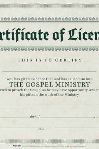 9780805472684 Certificate Of License Minister